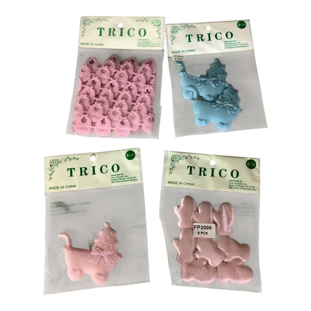 Trico Baby Themed Craft Embellishments 4 Sets Pink And Blue Colors‎